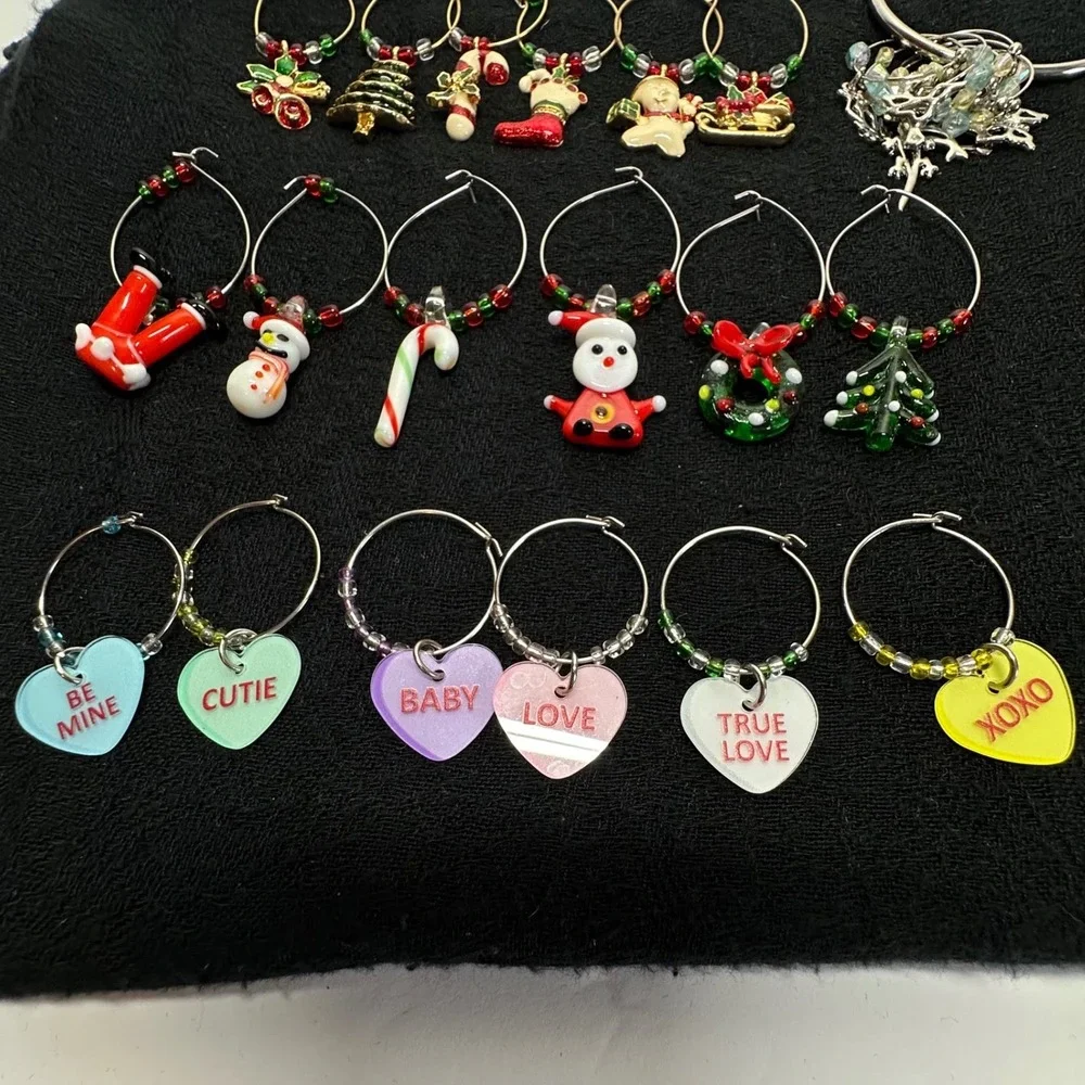 Holiday Wine Glass‎ Markers Christmas Halloween Valentine Mixed Lot